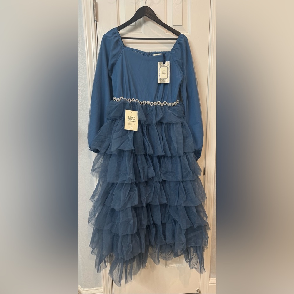 JessaKae Blue Dress with Ruffle Layers